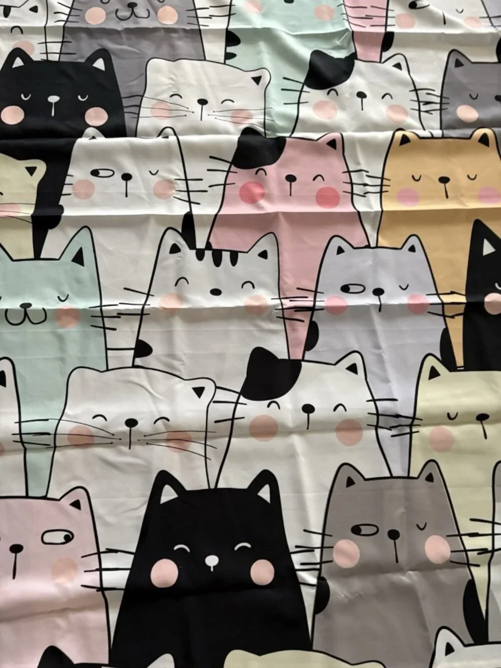 Cute Cat Shower Curtain for Bathroom Decor Spring Pink Funny Animal Kitty Pet...